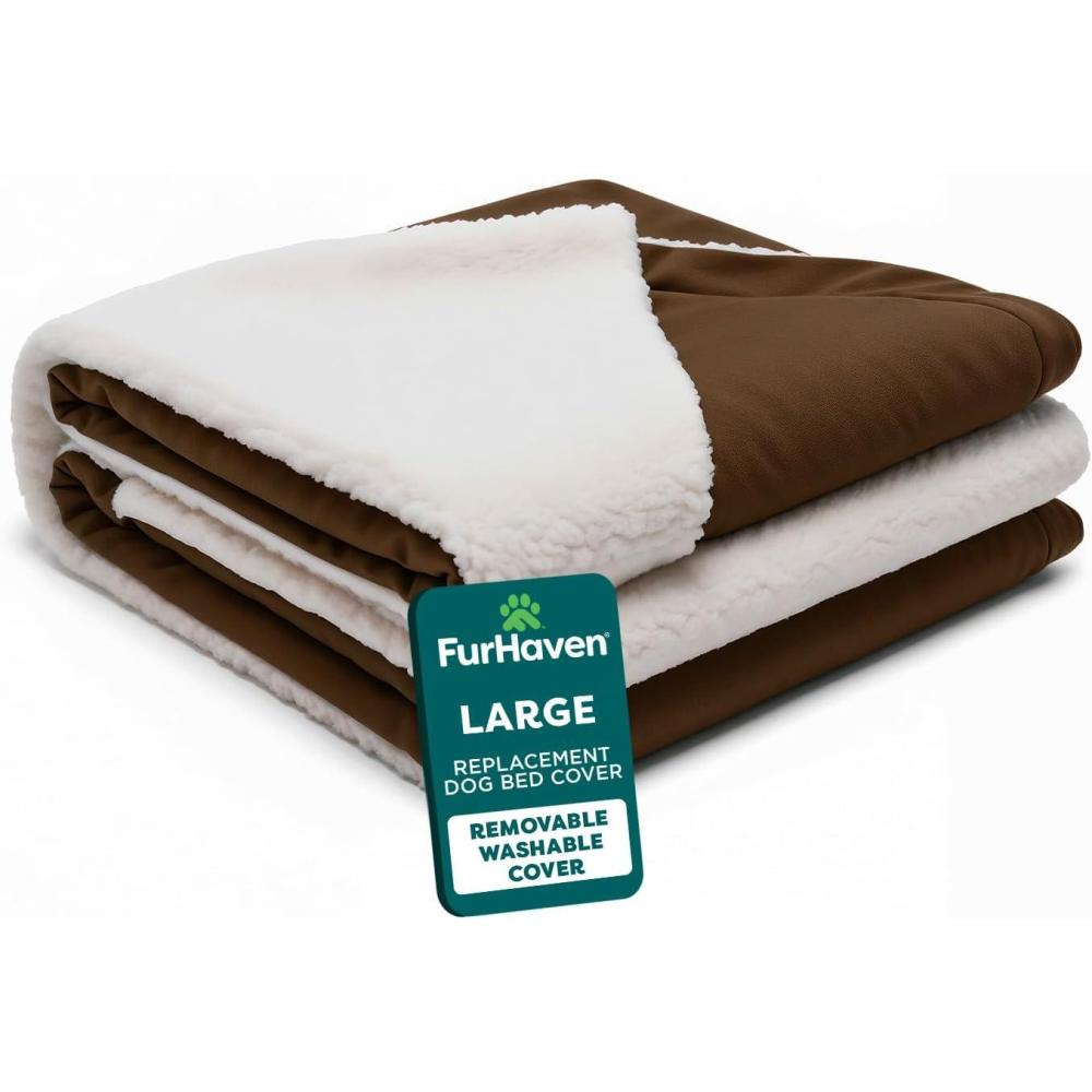 imageFurHaven Replacement Dog Bed Cover for Sherpa ampamp Suede Snuggery Fits Cool GelTop Foam Beds ampamp Solid Orthopedic Foam Beds Machine Washable Jumbo XL 44 inch GrayFaux Lambswool  Suede Espresso