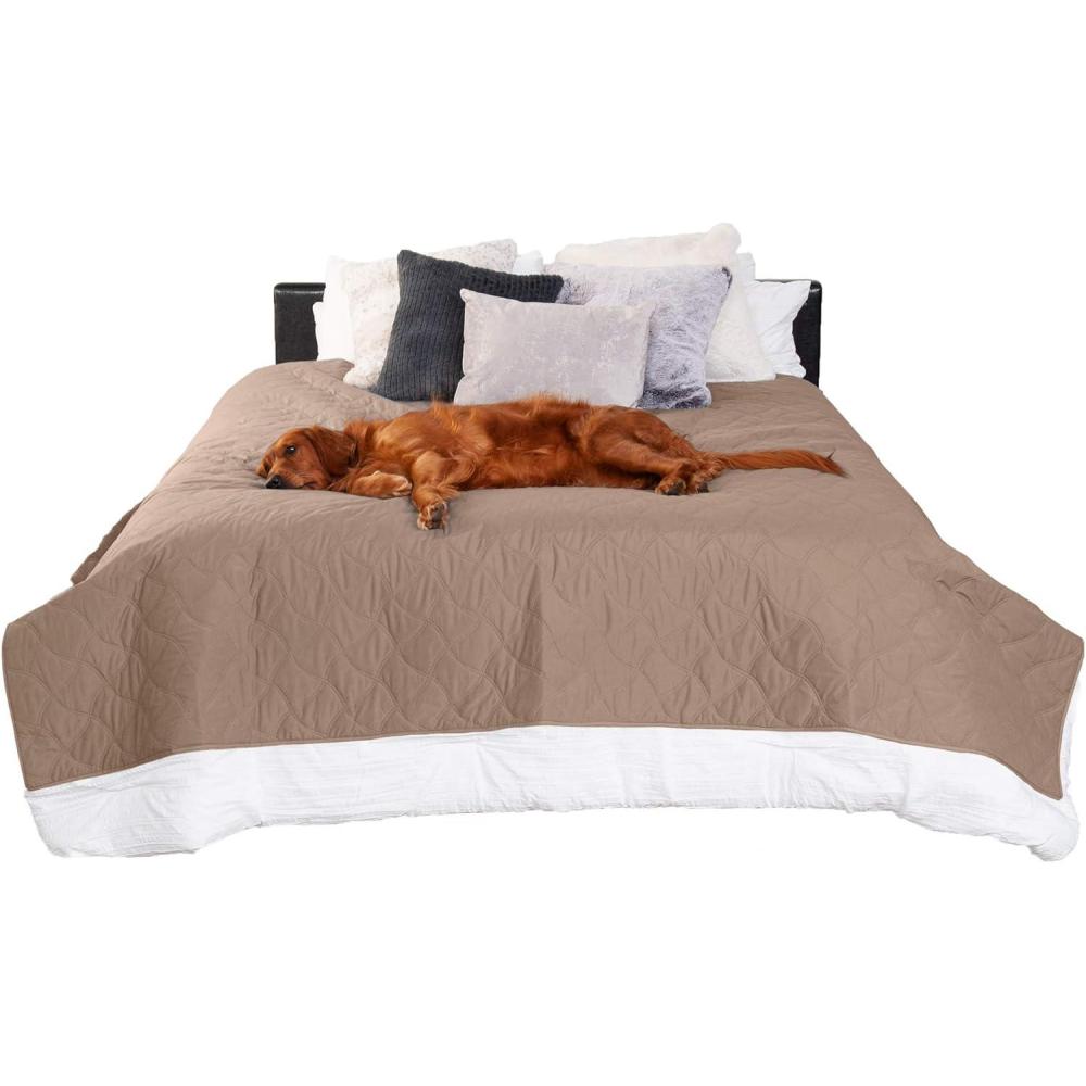 imageFurHaven Waterproof Blanket ampamp Furniture Protector Cover with NonSlip Backing Machine Washable JumboKing Quilted Twill GrayQuilted Brownstone