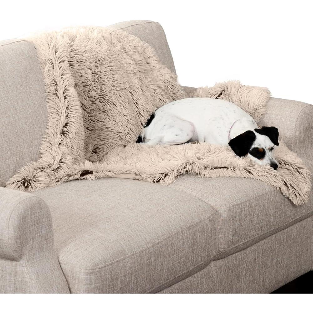 imageFurHaven Waterproof Throw Blanket For Dogs ampamp Indoor Cats Reversible Protective Pet Blanket Extra Large Long Faux Fur ampamp Velvet TaupeMedium