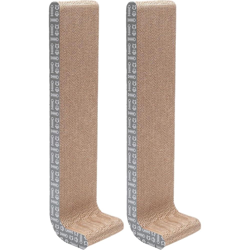 imageFurhaven 2Pack Scratching Boards w Catnip ampamp WallMounting Hooks for Indoor Cats Reversible WallMounted Corrugated Cat Scratchers GrayWhite Print Standard2PackGray