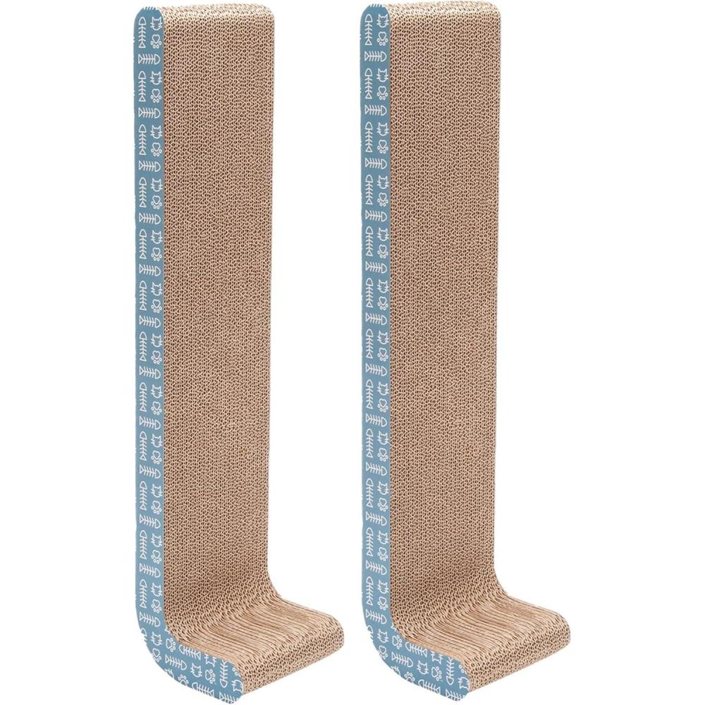 imageFurhaven 2Pack Scratching Boards w Catnip ampamp WallMounting Hooks for Indoor Cats Reversible WallMounted Corrugated Cat Scratchers GrayWhite Print Standard2PackSeaglass