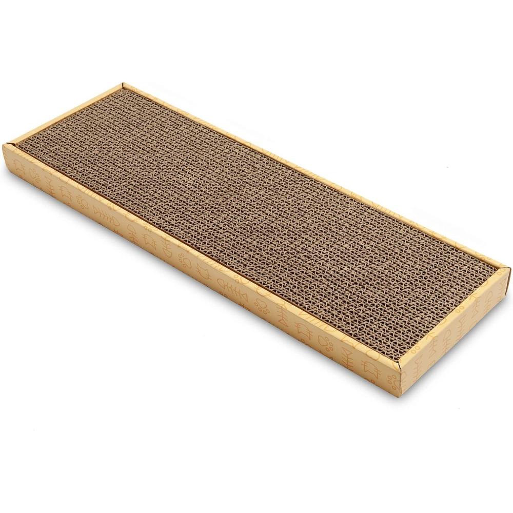 imageFurhaven 2Pack Scratching Boards w Catnip ampamp WallMounting Hooks for Indoor Cats Reversible WallMounted Corrugated Cat Scratchers GrayWhite Print Standard2PackStandard Yellow