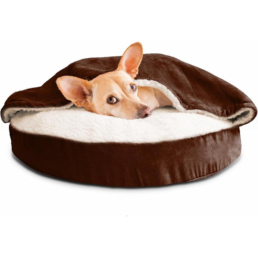 imageFurhaven 44quot Round Orthopedic Dog Bed for Large Dogs w Removable Washable Cover For Dogs Up to 80 lbs  Sherpa ampamp Suede Snuggery  Gray 44inchEspresso
