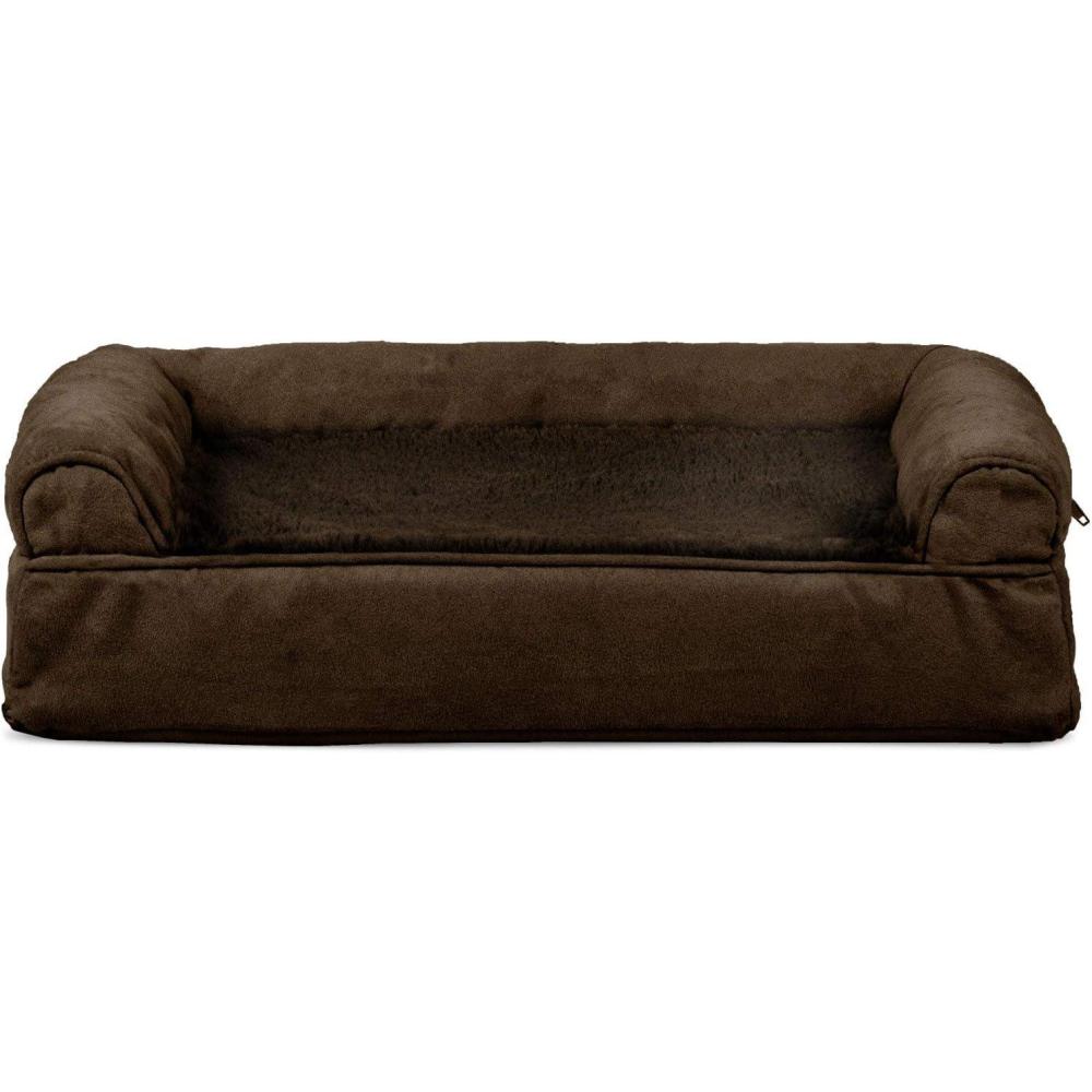imageFurhaven Cooling Gel Dog Bed for Large Dogs w Removable Bolsters ampamp Washable Cover For Dogs Up to 95 lbs  Plush ampamp Suede Sofa  Deep Pool JumboXLEspresso