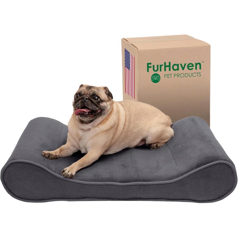 imageFurhaven Cooling Gel Dog Bed for Large Dogs w Removable Washable Cover For Dogs Up to 75 lbs Ultra Plush Faux Fur ampamp Suede Luxe Lounger Contour Mattress Chocolate JumboXLGray