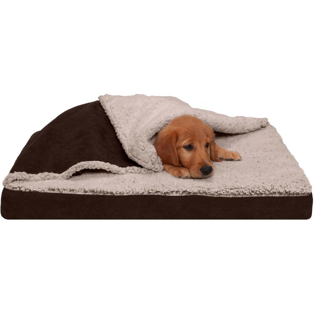 imageFurhaven Cooling Gel Dog Bed for Large Dogs w Removable Washable Cover For Dogs Up to 95 lbs Ultra Plush Faux Fur ampamp Suede Mattress Gray JumboXXLBlanket Top Berber Suede Espresso