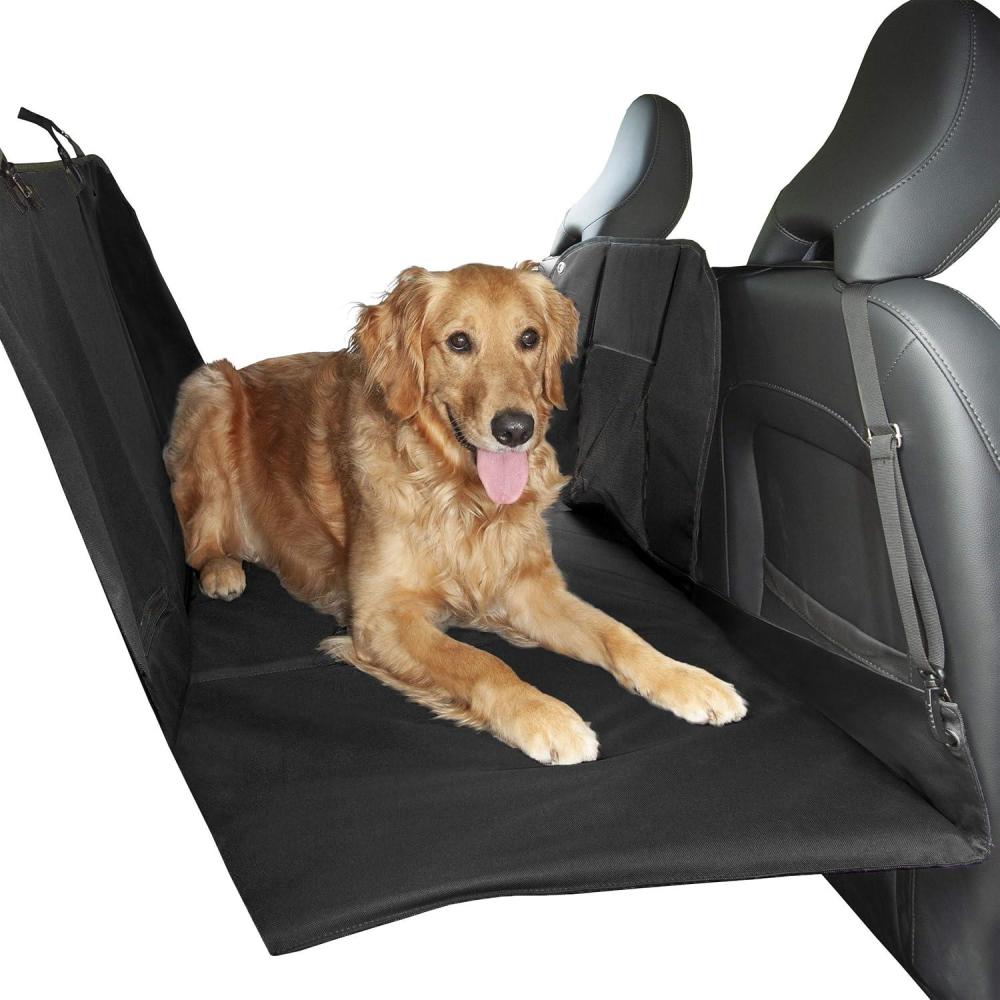 imageFurhaven Deluxe MultiPanel Hard Bottom Platform Bridge Backseat Protector w Travel Bag Black One Size