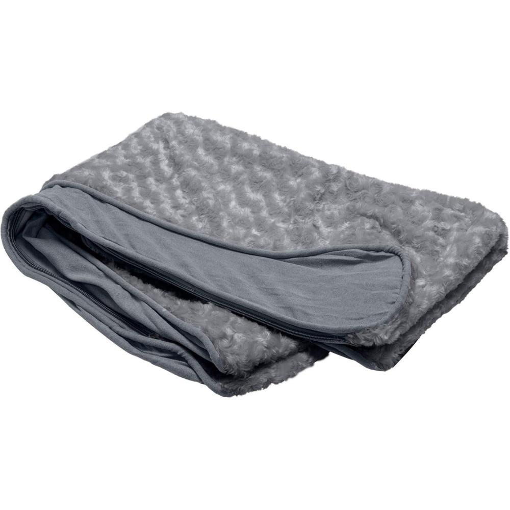 imageFurhaven Dog Bed Liner WaterResistant Contour Luxe Lounger Foam Mattress Protector Cover White Jumbo XLargeUltra Plush Gray