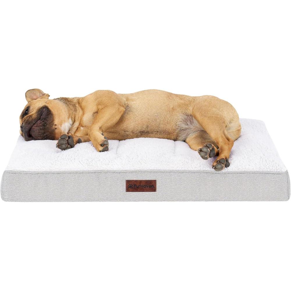 imageFurhaven Orthopedic Dog Bed for Large Dogs w Removable Washable Cover For Dogs Up to 95 lbs Ultra Plush Faux Fur ampamp Suede Mattress Gray JumboXLLight Gray