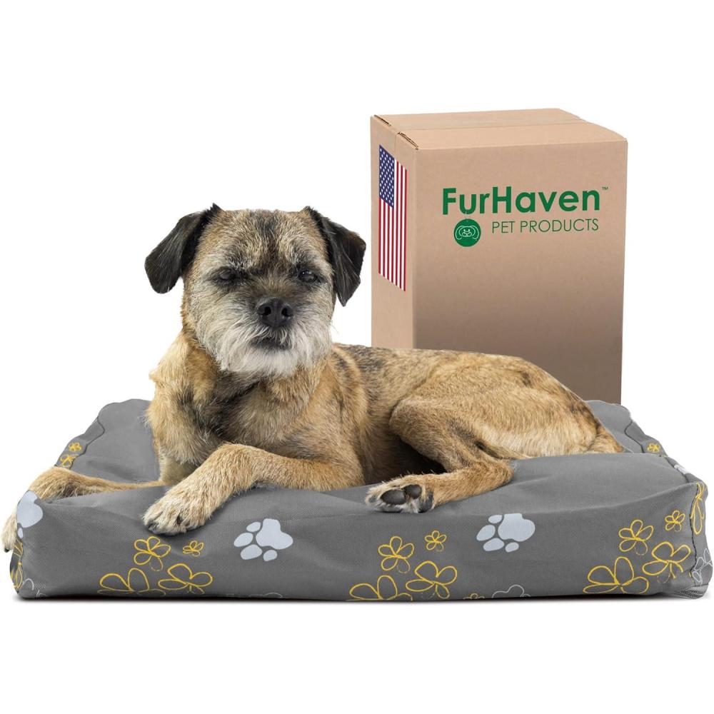 imageFurhaven Pillow Dog Bed for MediumSmall Dogs w Removable Washable Cover Ultra Plush Faux Fur ampamp Suede Mattress Cream MediumGarden Iron Gate