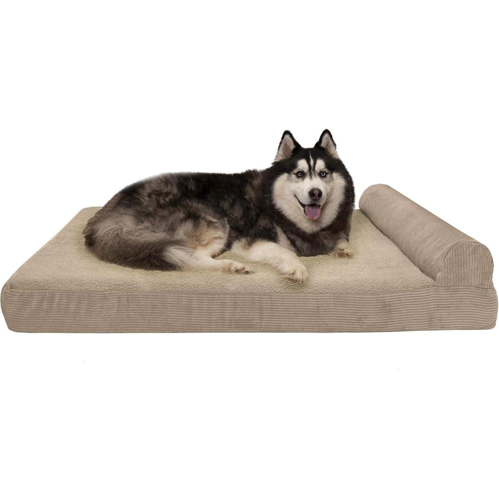 imageFurhaven Replacement Dog Bed Cover Berber ampamp Suede Blanket Top Mattress Machine Washable Espresso LargeChaise Fleece Corduroy Sandstone