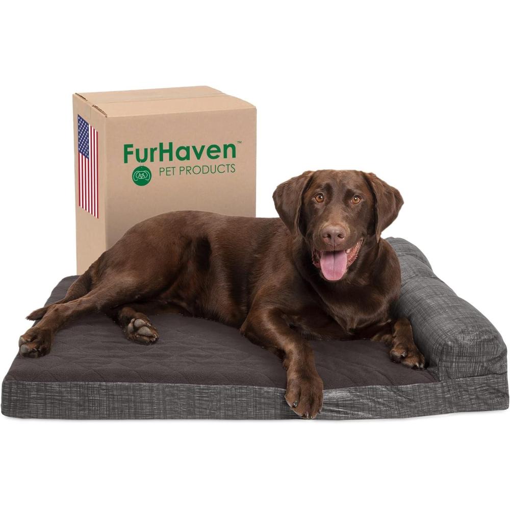 imageFurhaven Replacement Dog Bed Cover Berber ampamp Suede Blanket Top Mattress Machine Washable Espresso LargeChaise Quilted Fleece Print Suede Espresso