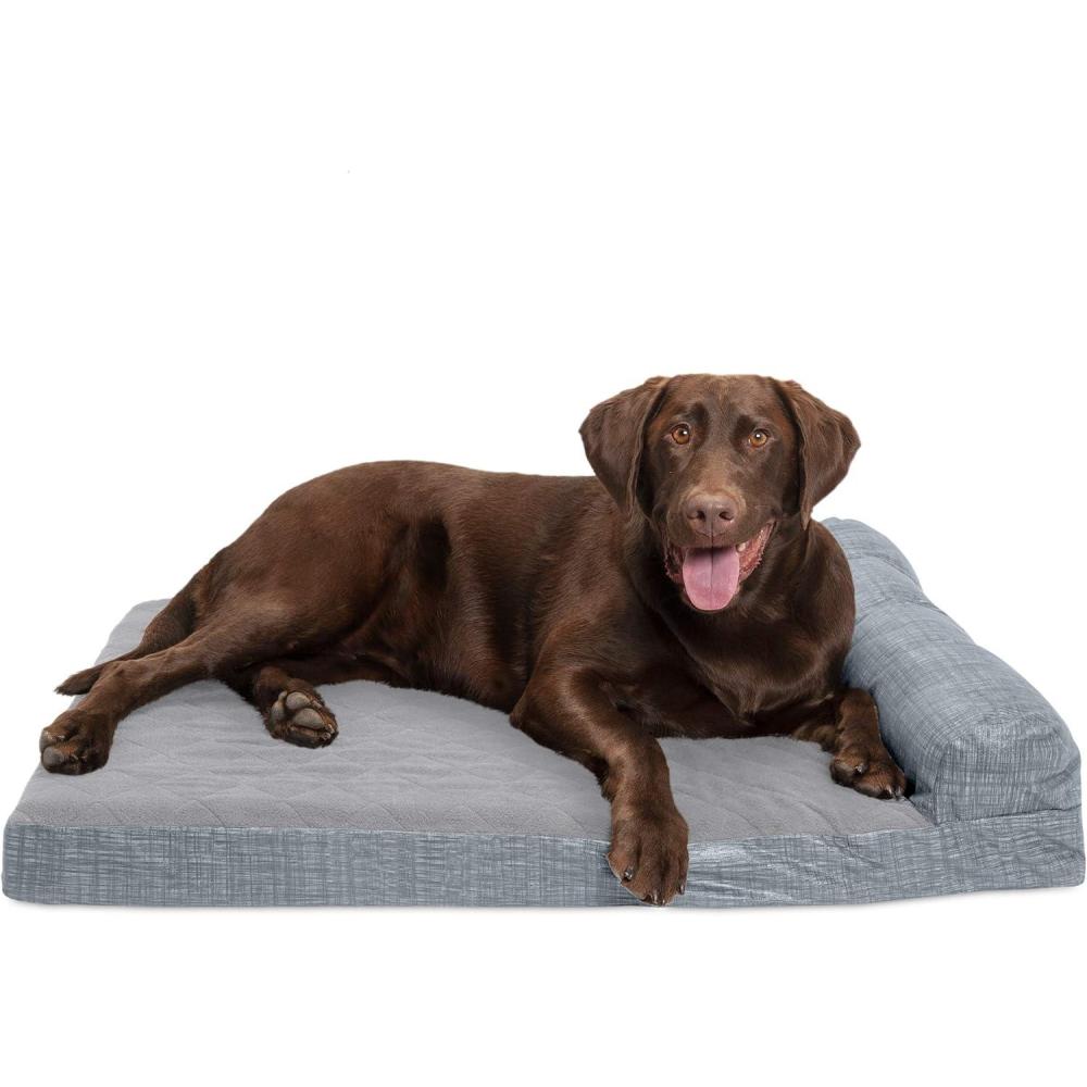 imageFurhaven Replacement Dog Bed Cover Berber ampamp Suede Blanket Top Mattress Machine Washable Espresso LargeChaise Quilted Fleece Print Suede Titanium