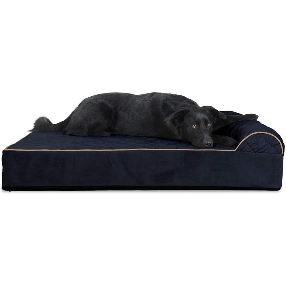 imageFurhaven Replacement Dog Bed Cover Berber ampamp Suede Blanket Top Mattress Machine Washable Espresso LargeGoliath Chaise Faux Fur Velvet Dk Blue