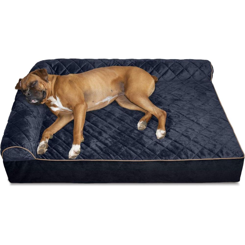 imageFurhaven Replacement Dog Bed Cover Berber ampamp Suede Blanket Top Mattress Machine Washable  Espresso LargeGoliath L Chaise  Faux Fur  Velvet Dk Blue