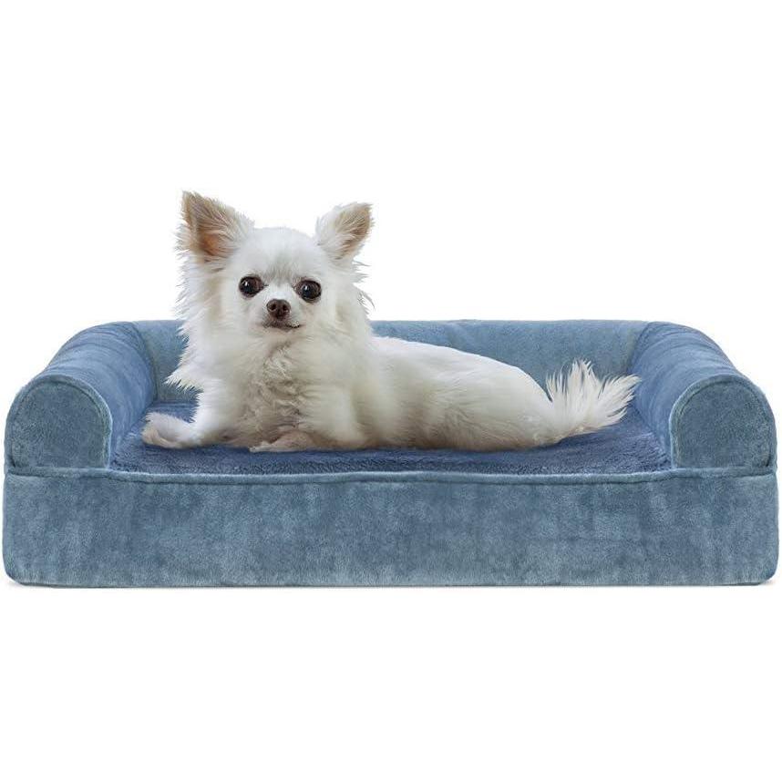 imageFurhaven Replacement Dog Bed Cover Berber ampamp Suede Blanket Top Mattress Machine Washable  Espresso LargeHarbor Blue Faux Fur  Velvet