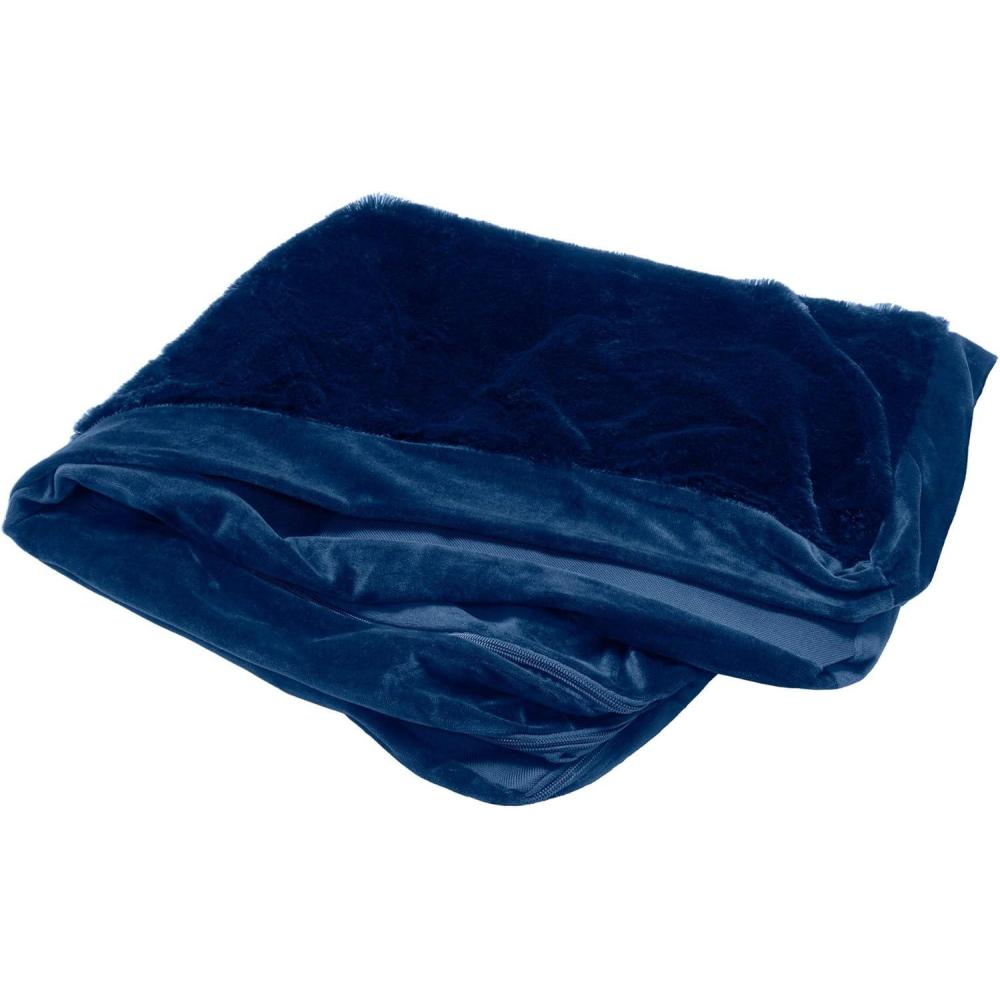 imageFurhaven Replacement Dog Bed Cover Plush ampamp Velvet L Shaped Chaise Machine Washable  Deep Sapphire MediumPlush  Velvet Deep Sapphire