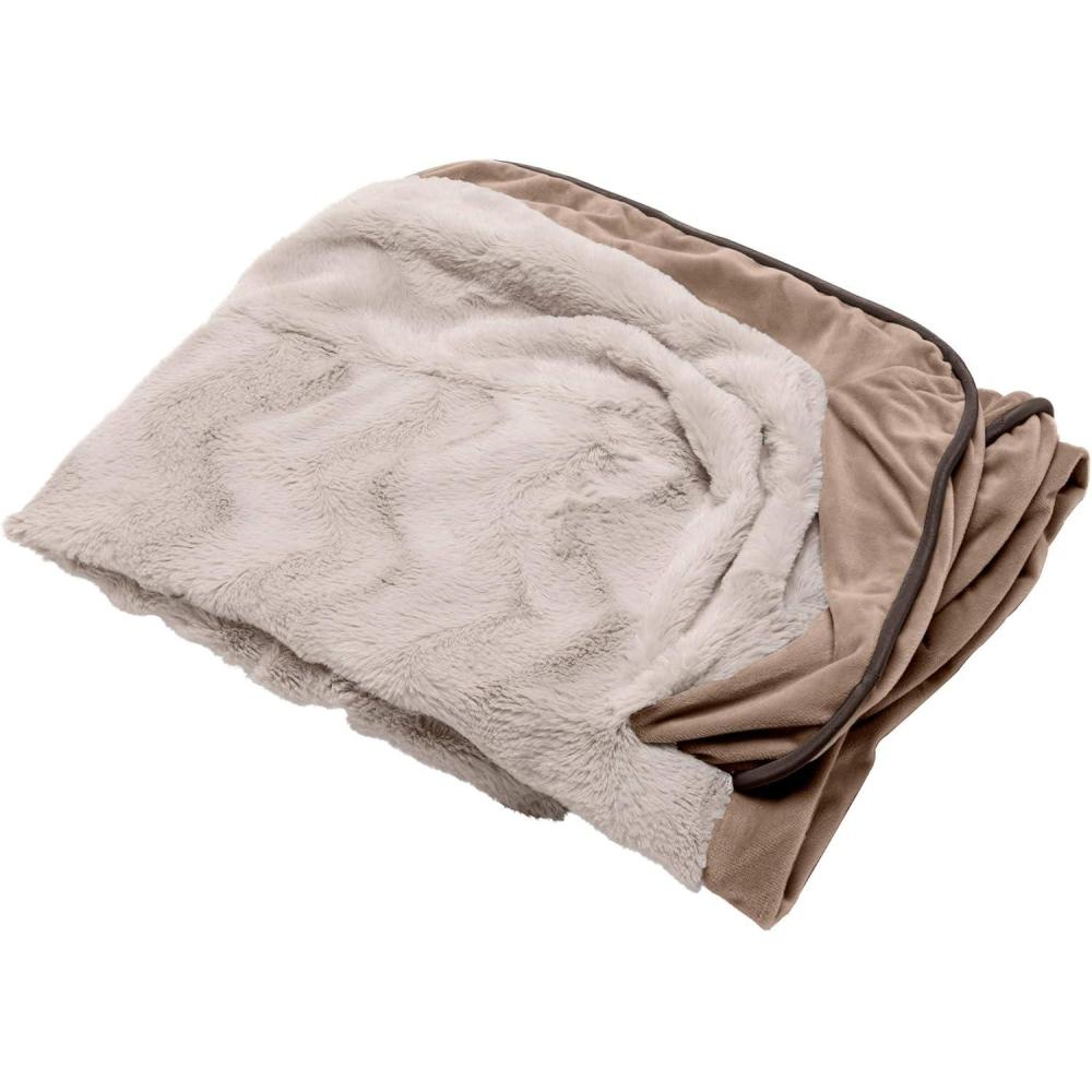 imageFurhaven Replacement Dog Bed Cover Sherpa ampamp Chenille SofaStyle Machine Washable Coffee MediumBrownstone