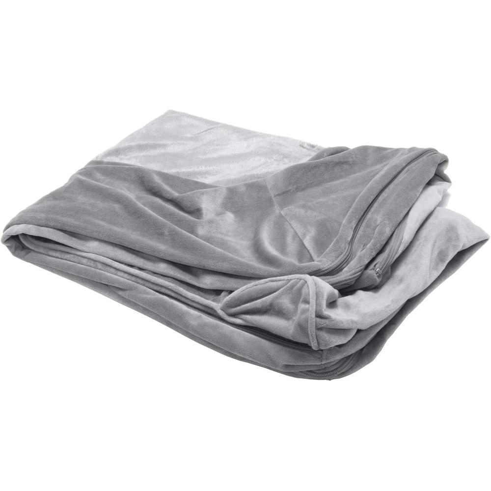 imageFurhaven Replacement Dog Bed Cover Sherpa ampamp Chenille SofaStyle Machine Washable  Coffee MediumFaux Fur  Velvet Smoke Gray
