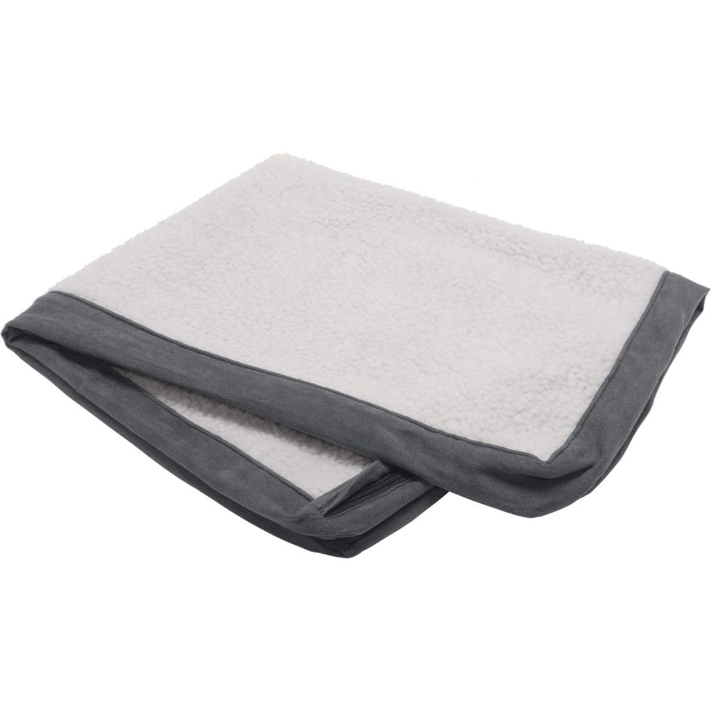 imageFurhaven Replacement Dog Bed Cover Sherpa ampamp Suede Mattress Machine Washable  Gray Jumbo Plus XXLarge