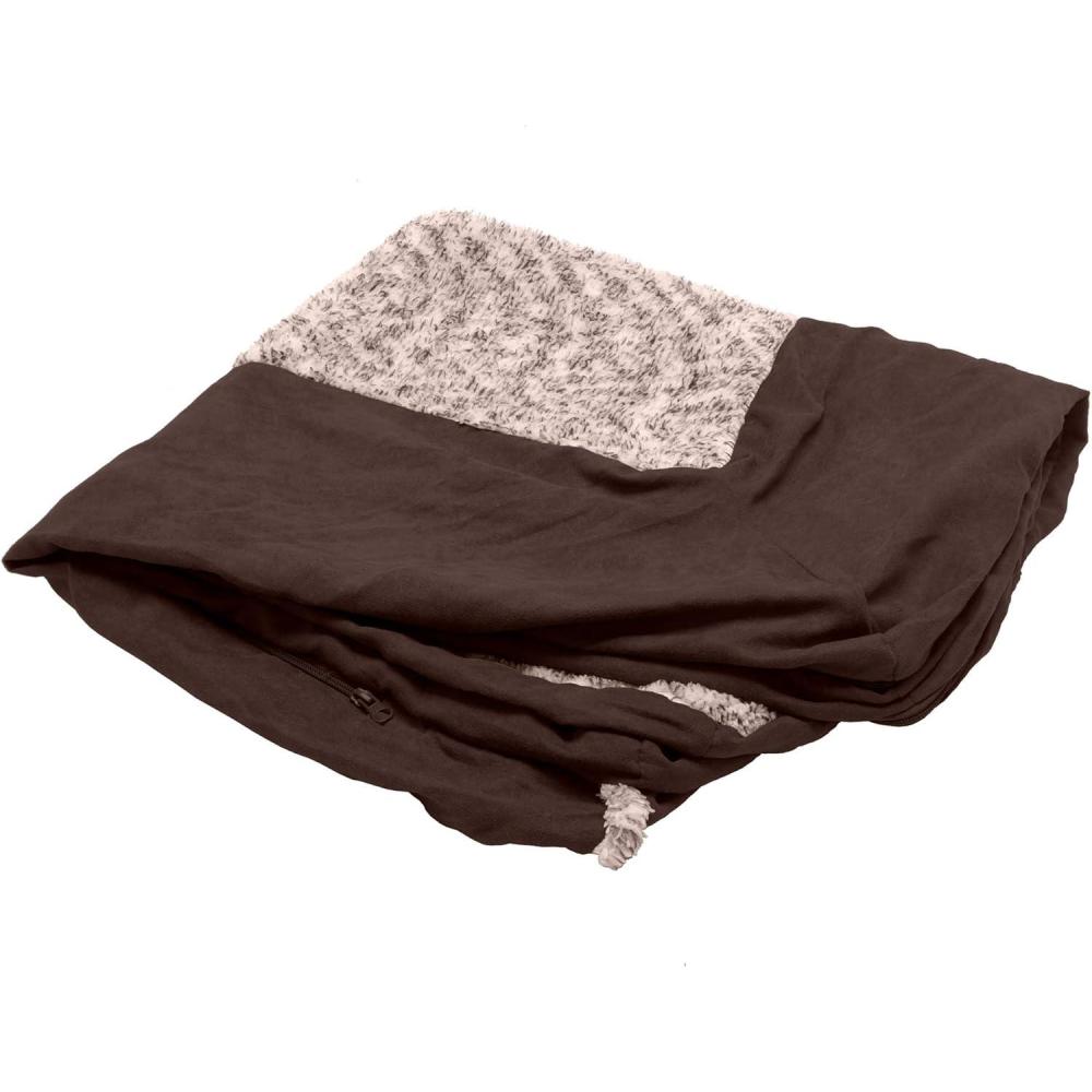 imageFurhaven Replacement Dog Bed Cover TwoTone Faux Fur ampamp Suede L Shaped Chaise Machine Washable Dark Sage Jumbo XLargeEspresso