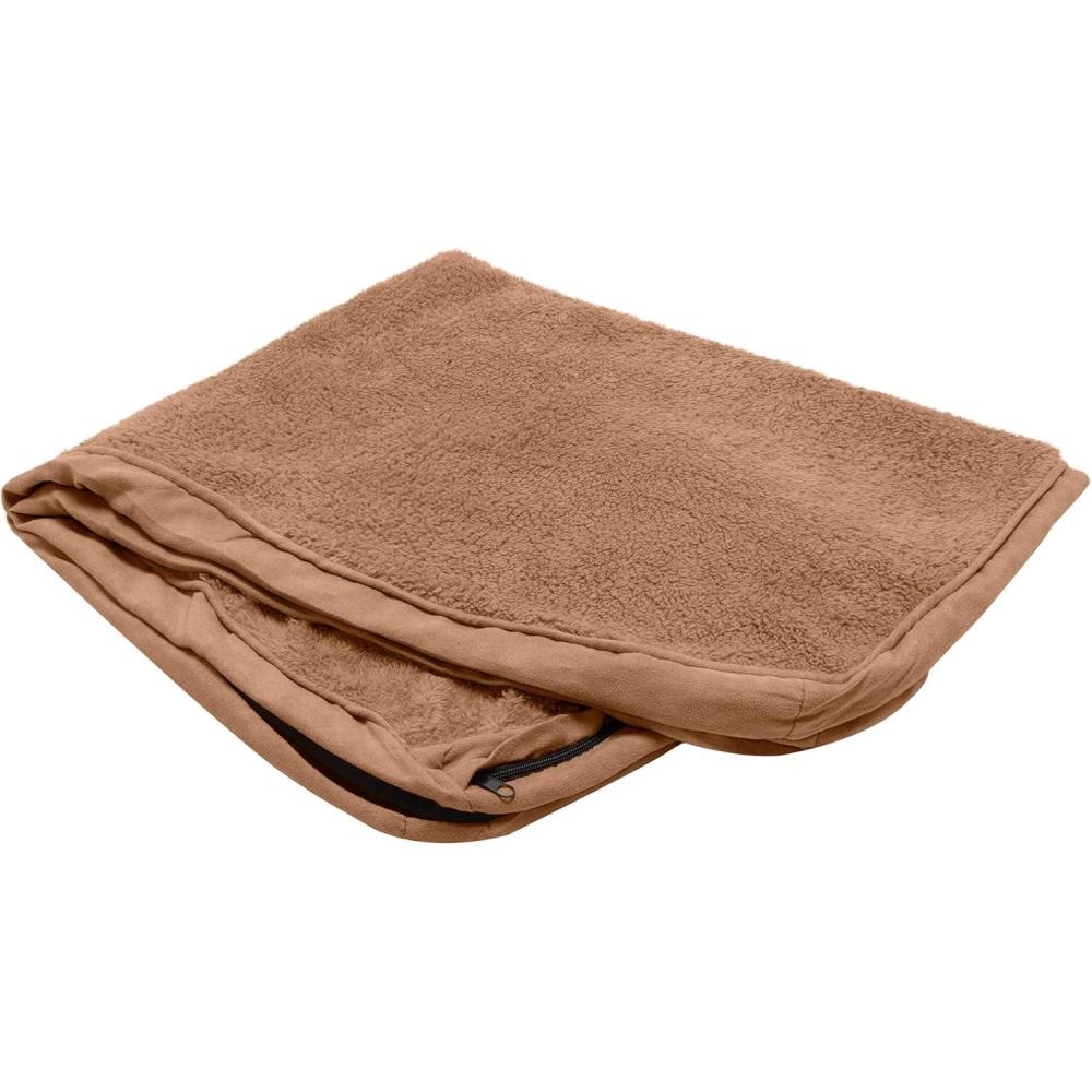 imageFurhaven Replacement Dog Bed Cover WaterResistant IndoorOutdoor Logo Print Oxford Polycanvas Mattress Washable Deep Lagoon Jumbo XLargeTerry Suede Camel