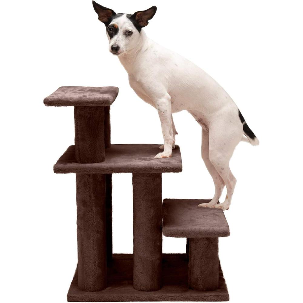 imageFurhaven Steady Paws MultiStep Pet Stairs for High Beds ampamp Sofas Gray 4StepBrown