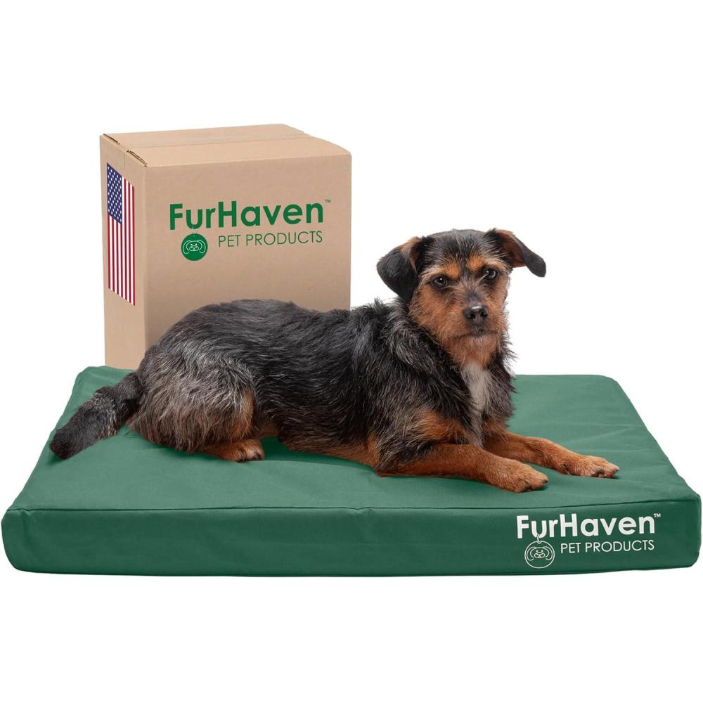 imageFurhaven WaterResistant Cooling Gel Dog Bed for MediumSmall Dogs w Removable Washable Cover For Dogs Up to 35 lbs IndoorOutdoor Logo Print Oxford Polycanvas Mattress Stone Gray MediumForest