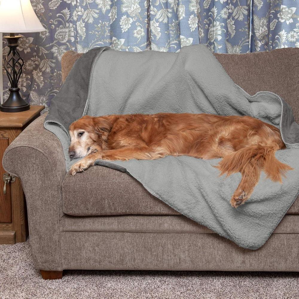 imageFurhaven Waterproof ampamp SelfWarming Throw Blanket for Dogs ampamp Indoor Cats Washable ampamp Reflects Body Heat  Terry ampamp Sherpa Dog Blanket  Silver Gray Extra LargeXL