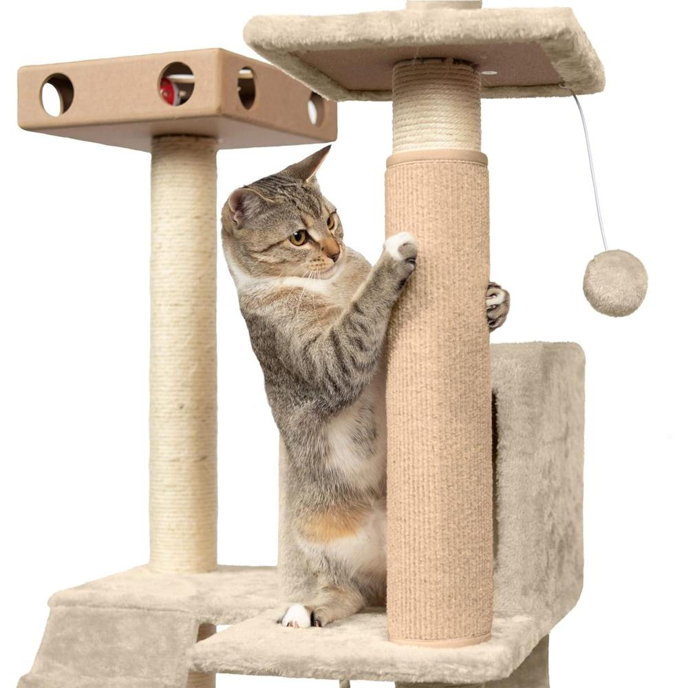 imageFurhaven Wrap Around Scratching Post Cover for Indoor Cats Fits Posts Up to 35quot Diameter Durable ampamp Less Mess Tiger Tough Carpet Scratch Mat Cream Extra LargeXLScratch Post Cover Cream