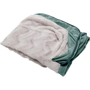 FurHaven Dog Bed Cover Replacement, Sofa-Style Design with Soft, Breathable Fabric for Cozy Comfort, Machine Washable, Medium, Plush & Velvet Waves, Brownstone(Celadon Green)