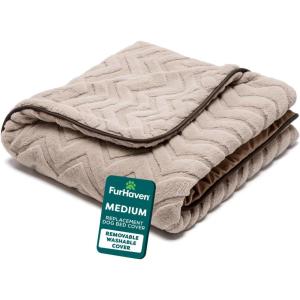 FurHaven Dog Bed Cover Replacement, Sofa-Style Design with Soft, Breathable Fabric for Cozy Comfort, Machine Washable, Medium, Plush & Velvet Waves, Brownstone(Brownstone)