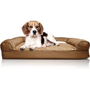 FurHaven Dreamer Sofa Orthopedic Dog Bed for Large Dogs with Orthopedic Egg Crate Memory Foam for Joint Support, Removable Washable Cover, Jumbo XL, Quilted Sofa, Iron Gray(Toasted Brown)