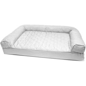 FurHaven Dreamer Sofa Orthopedic Dog Bed for Large Dogs with Orthopedic Egg Crate Memory Foam for Joint Support, Removable Washable Cover, Jumbo XL, Quilted Sofa, Iron Gray(Silver Gray)