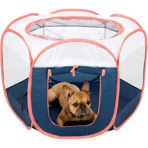FurHaven Portable Pet Playpen for Dogs & Cats, Extra Large Indoor Kitten Playpen with Mesh Sides, Foldable Dog Playpen for Small Dogs, Pop Up Travel Dog Pen, X-Large, Sailor Blue(Navy)