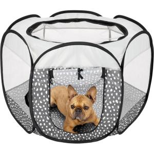 FurHaven Portable Pet Playpen for Dogs & Cats, Extra Large Indoor Kitten Playpen with Mesh Sides, Foldable Dog Playpen for Small Dogs, Pop Up Travel Dog Pen, X-Large, Sailor Blue(Gray Pebbles)