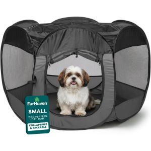 FurHaven Portable Pet Playpen for Dogs & Cats, Extra Large Indoor Kitten Playpen with Mesh Sides, Foldable Dog Playpen for Small Dogs, Pop Up Travel Dog Pen, X-Large, Sailor Blue(Gray)