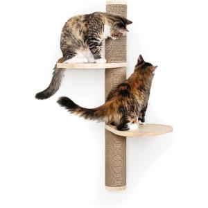Furhaven 15.75″ Tall Playground for Indoor Cats, Ft. Sisal Scratching Posts, Self-Grooming Brush, & Toy – Tiger Tough Hammock Interactive Playground – Silver, One Size(Ascentials Sunrise Steps)