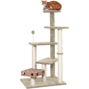 Furhaven 15.75″ Tall Playground for Indoor Cats, Ft. Sisal Scratching Posts, Self-Grooming Brush, & Toy – Tiger Tough Hammock Interactive Playground – Silver, One Size(Playstairs Playground (Cream))