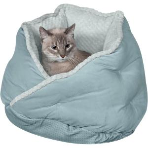 Furhaven 24″ Round Pet Bed for Indoor Cats & Medium/Small Dogs, 100% Washable, For Pets Up to 35 lbs – Minky Plush & Velvet Hug Bed – Silver Gray, 24-inch(Hug Bed – Minky & Velvet (Aquamarine))