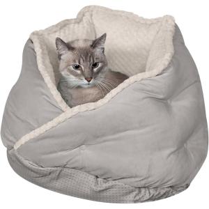 Furhaven 24″ Round Pet Bed for Indoor Cats & Medium/Small Dogs, 100% Washable, For Pets Up to 35 lbs – Minky Plush & Velvet Hug Bed – Silver Gray, 24-inch(Hug Bed – Minky & Velvet (Silver Gray))