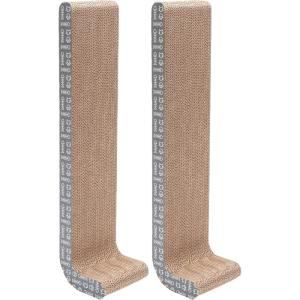 Furhaven 2-Pack Scratching Boards w/ Catnip & Wall-Mounting Hooks for Indoor Cats, Reversible – Wall-Mounted Corrugated Cat Scratchers – Gray/White Print, Standard/2-Pack(Gray)