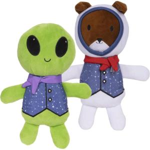 Furhaven 2-Pack Squeaky Plush Dog Toys for Small/Medium Dogs, Washable w/ Ruff Stuff Reinforcement – Dapper Dandies Galactic Collection – Alien/Astronaut, Set of 2(Galactic)