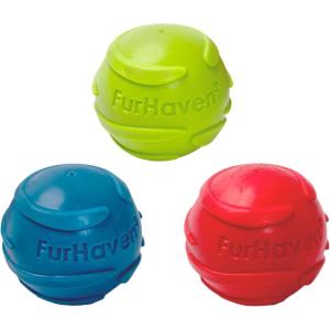 Furhaven 3-Pack 2.5″ Squeaky Ball Dog Toys for Small/Medium Dogs, Fits Most Standard Launchers – Fetch ‘N Fun TPR Squeaky Ball Toy Set – Space Pack, Set of 3(Play Pack)