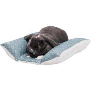 Furhaven Cat Bed for Indoor Cats, Washable w/ Removable Bolsters, For Pets Up to 9 lbs – Plush & Diamond Print Cuddle Loaf Mat – Aqua, Small