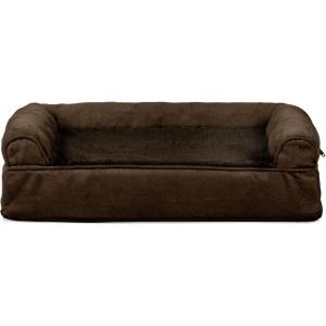 Furhaven Cooling Gel Dog Bed for Large Dogs w/ Removable Bolsters & Washable Cover, For Dogs Up to 95 lbs – Plush & Suede Sofa – Deep Pool, Jumbo/XL(Espresso)