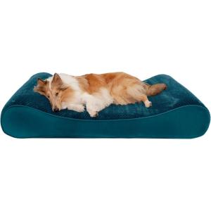 Furhaven Cooling Gel Dog Bed for Large Dogs w/ Removable Washable Cover, For Dogs Up to 75 lbs – Ultra Plush Faux Fur & Suede Luxe Lounger Contour Mattress – Chocolate, Jumbo/XL(Spruce Blue)