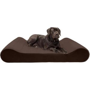 Furhaven Cooling Gel Dog Bed for Large Dogs w/ Removable Washable Cover, For Dogs Up to 75 lbs – Ultra Plush Faux Fur & Suede Luxe Lounger Contour Mattress – Chocolate, Jumbo/XL(Microvelvet (Espresso))