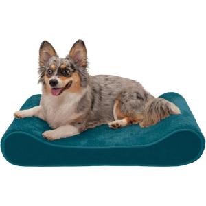 Furhaven Cooling Gel Dog Bed for Large Dogs w/ Removable Washable Cover, For Dogs Up to 75 lbs – Ultra Plush Faux Fur & Suede Luxe Lounger Contour Mattress – Chocolate, Jumbo/XL(Spruce Blue (Minky Plush & Velvet Luxe))
