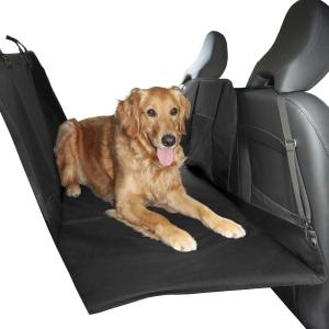 Furhaven Deluxe Multi-Panel Hard Bottom Platform Bridge Backseat Protector w/ Travel Bag – Black, One Size